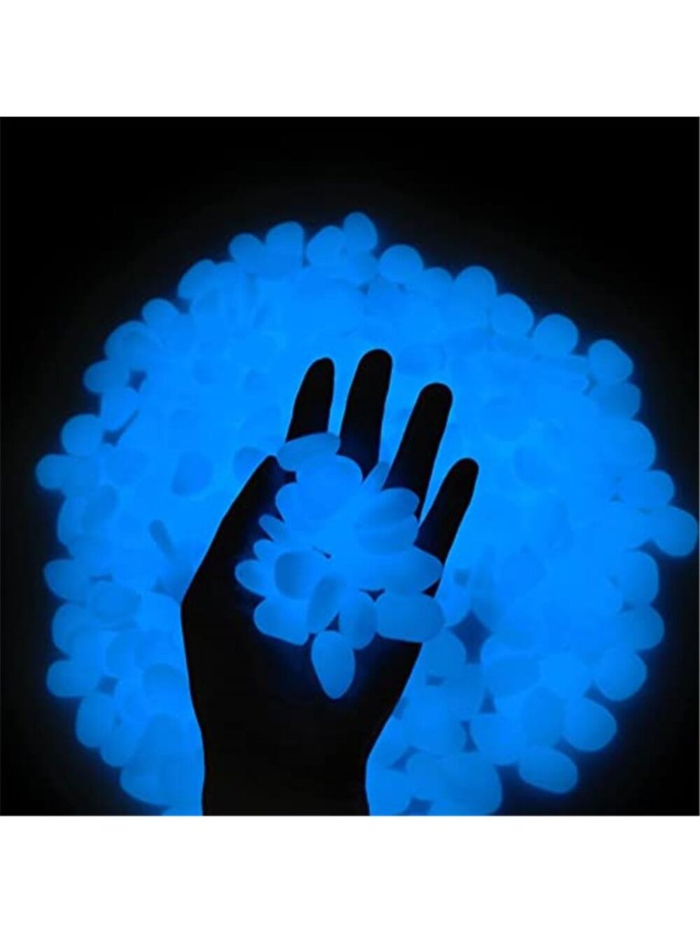 Glow Pebbles, 300 pcs Blue Glowing Rocks for Outdoor Decor, Garden Lawn Yard